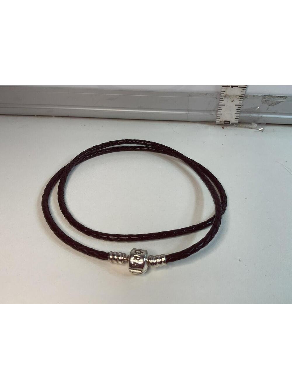 Pandora Black Leather Braided Necklace/Wrap Bracelet 20”